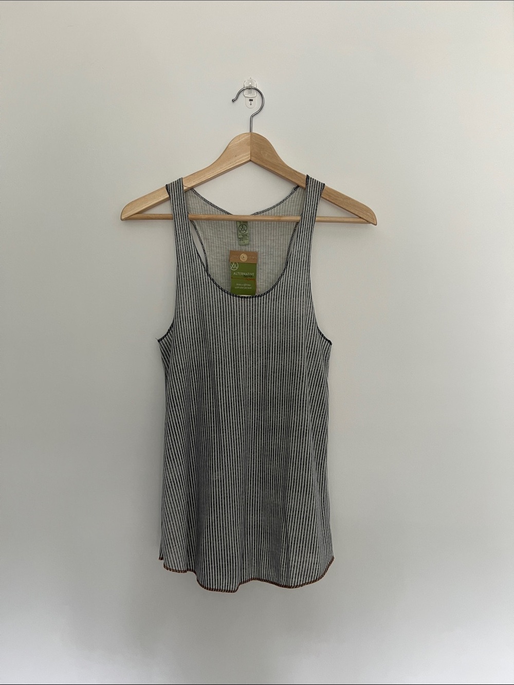 alternative apparel earth railroad strip racer back tank, size small